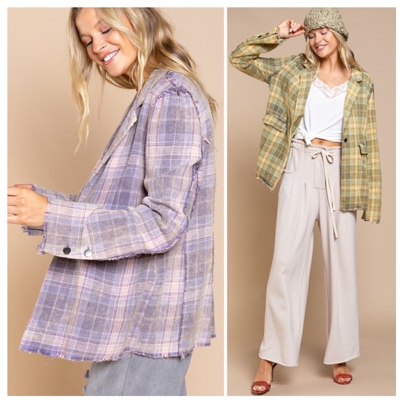 **ON BACK ORDER UNTIL FURTHER NOTICE** POL Grunge Meets Retro Plaid Jacket - Picture 14 of 17
